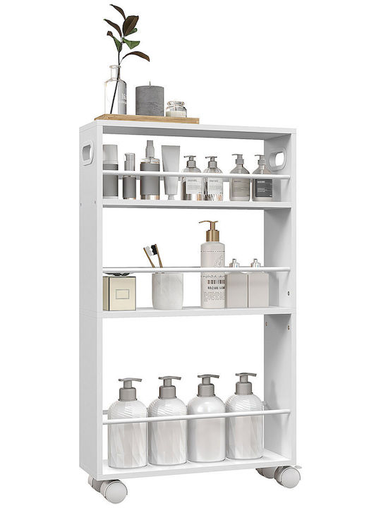 HomCom Wooden Kitchen Trolley 3 Tiers White 45x15x80cm