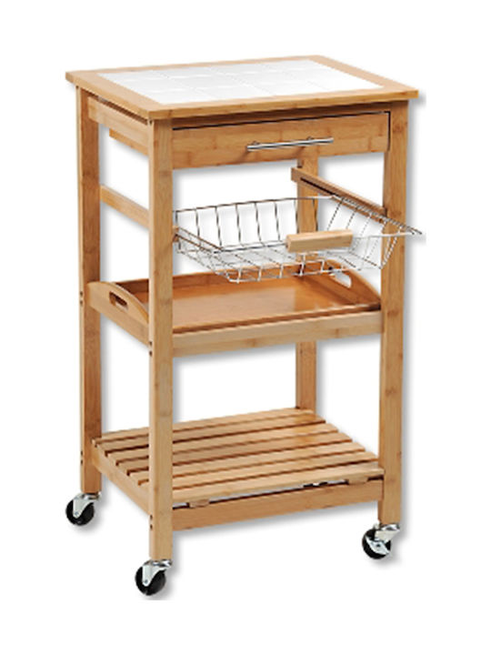 Kesper Wooden Kitchen Trolley 4 Tiers Brown 49x38x81cm