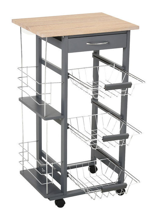HomCom Wooden Kitchen Trolley 6 Tiers Gray 47x37x83cm