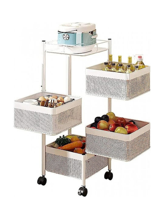 Next Next Metallic Kitchen Trolley 4 Tiers White 27x27x78.5cm