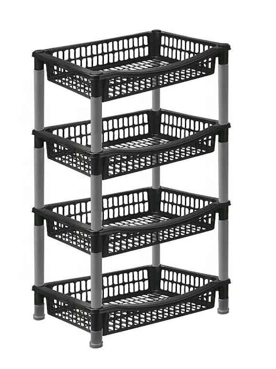 TnS Kitchen Rack Plastic 4 Tiers Black 36x27x70cm