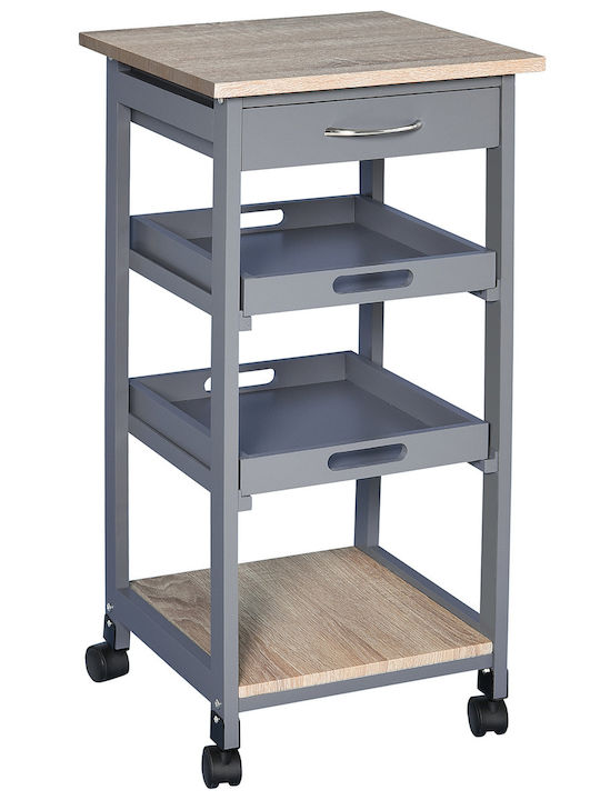 HomCom Ραφιέρα Κουζίνας Ξύλινη 4 Θέσεων Μπλε 37x37x76cm