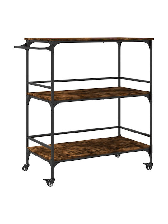 vidaXL Wooden Kitchen Trolley 3 Tiers Brown 100.5x50x105cm