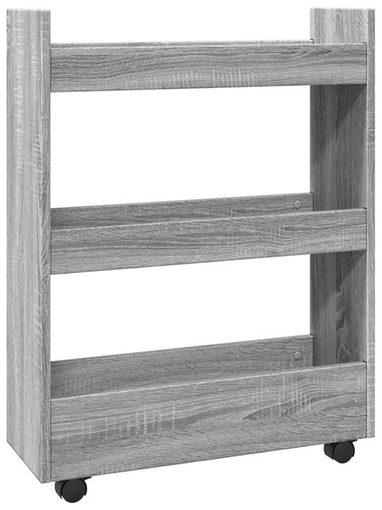 vidaXL vidaXL Lebensmittelregal Hölzernes 3 Ebenen Grau 60x22x80cm