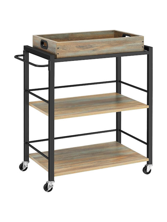 Vasagle Metallic Kitchen Trolley 3 Tiers Brown 72x40x86cm