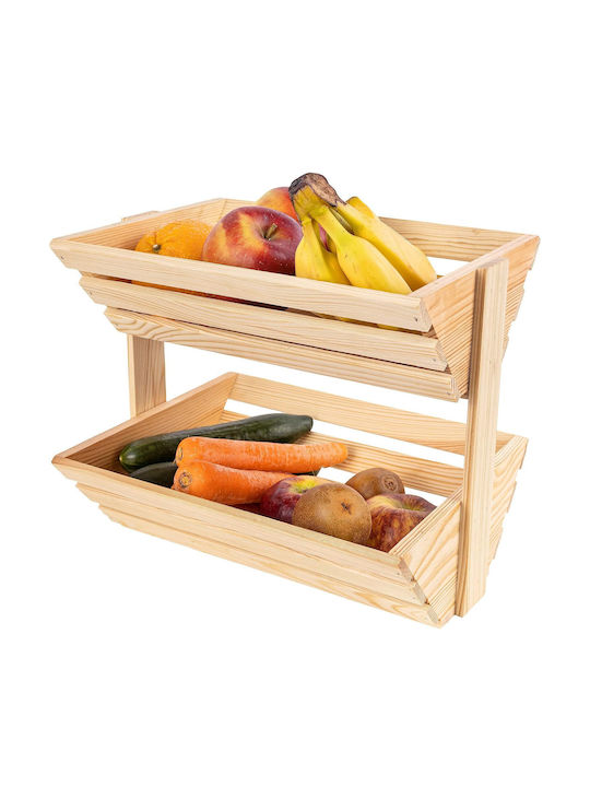 Creative Φρουτιέρα Ξύλινη 2 Επιπέδων Μπεζ 30x28x36εκ.