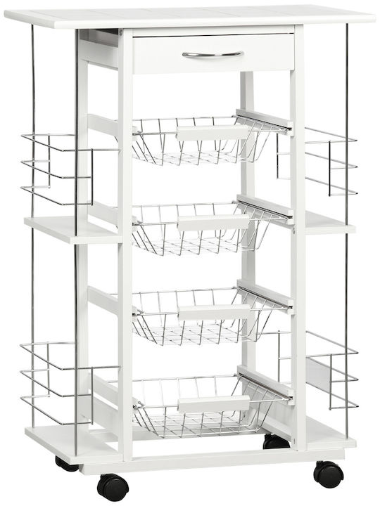 HomCom Rack de bucătărie Metalic Albă 57x37x83cm
