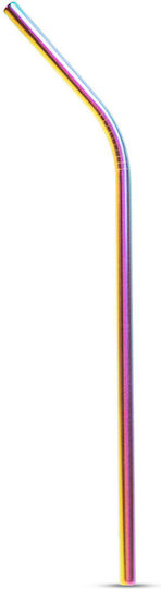 Rainbow Reusable Stainless Steel Straw Set 5 Pieces Cleaning Brush Eco-friendly