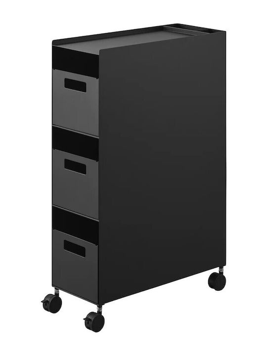Yamazaki Yamazaki Metallisches Küchenwagen Mit 3 Ebenen Schwarzes 48x13x80cm