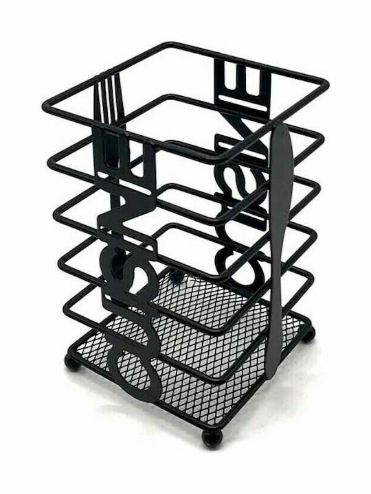 Homestyle Kitchen Cutlery Drainer Metallic Black 10x10x17cm