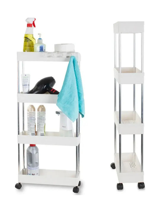 Verk Group Troleu De Bucătărie Din Plastic Capacitate 4 Alb 38x13x85cm