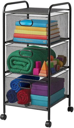 Relaxdays Troler Metalic Cu 3 Locuri Negru 10053502_1672 Relaxdays Troler Metalic Cu 3 Locuri Negru 10053502_1672