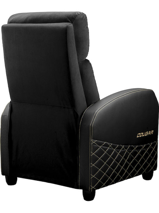 Cougar Ranger Elite Gold Υφασμάτινη Καρέκλα Gaming με Υποπόδιο Μαύρη