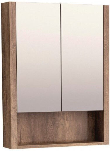 Inter Ceramic 6013-80 Καθρέπτης από Plywood με Ράφι & Ντουλάπι 60x13.5cm Καφέ
