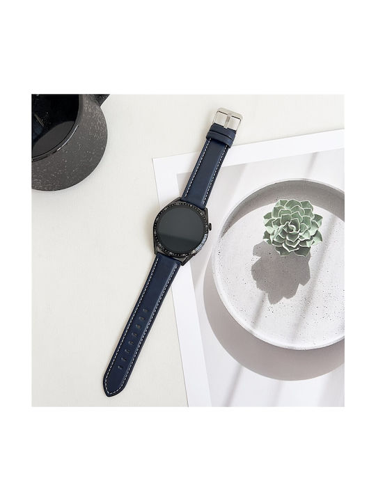 Λουράκι Leather Huawei Watch Gt 6 5 4 41mm Xiaomi Watch S4 41mm Garmin Venu 3s 18mm Midnight Blue