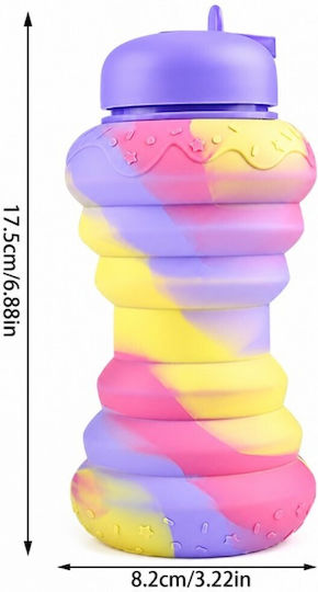 Melii Sticlă Pentru Copii Din Silicon Cu Pai 600ml (Diverse Modele/Culori)