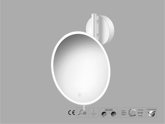 Sanco Vergrößerung Oval Badezimmerspiegel LED aus Metall mit Länge 25cm Gold
