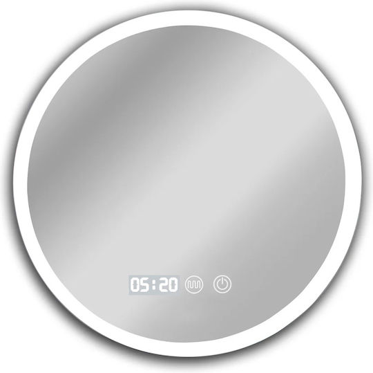 Bruno Round Bathroom Mirror Led Touch Metal 50x50cm White
