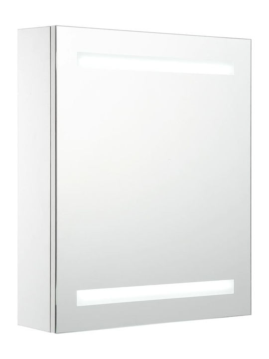vidaXL Rechteckiger Badezimmerspiegel LED aus MDF mit Schrank 50x60cm Weiß
