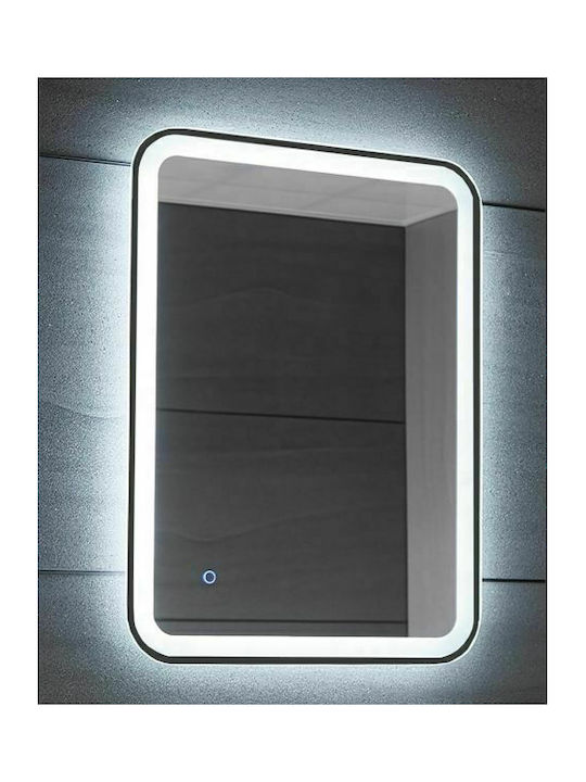 Gloria Rolan Rechteckiger Badezimmerspiegel LED Berührung 60x80cm Schwarz