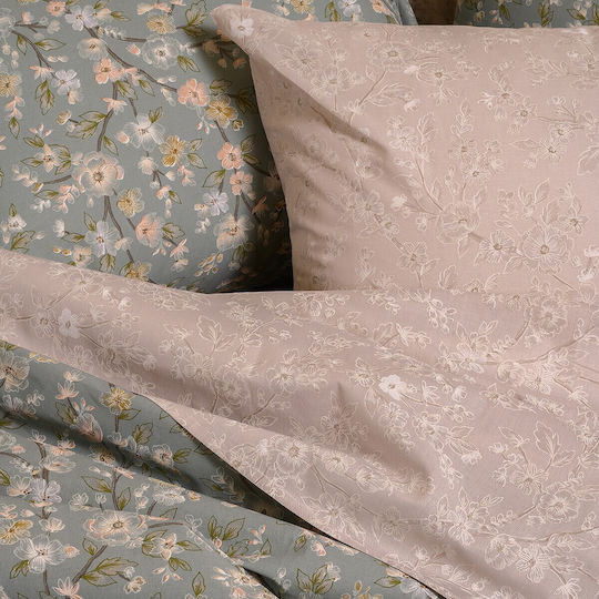 Melinen Amy Baumwoll-Bettdeckenbezug für Doppelbett 225x245 Amy Aqua