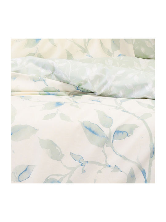 Melinen Cotton Duvet Cover Set 165x245cm Single with Pillowcase Pearl Pearl Blue