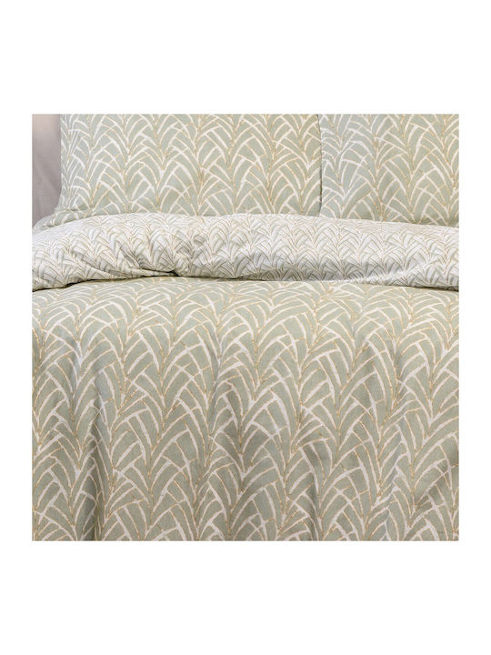 Melinen Cotton Duvet Cover Set 165x245cm Single with Pillowcase Coral Coral Aqua