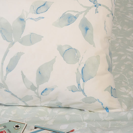 Melinen Cotton Duvet Cover Set 165x245cm Single with Pillowcase Pearl Pearl Blue