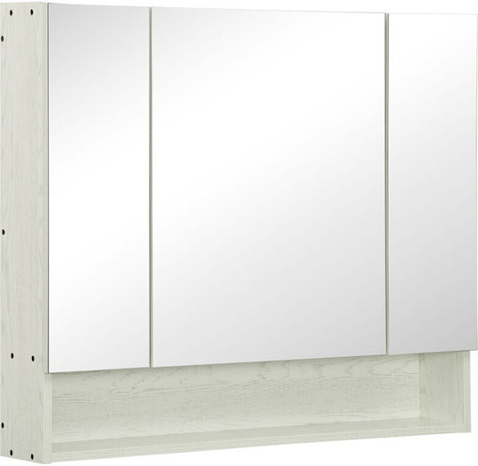 Kleankin 834-425WT Καθρέπτης από MDF με Ράφι & Ντουλάπι 90x15cm Λευκός Kleankin 834-425WT Καθρέπτης από MDF με Ράφι & Ντουλάπι 90x15cm Λευκός