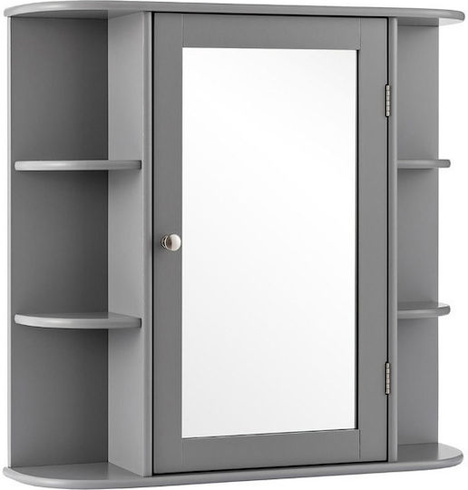 Costway JV10446GR Καθρέπτης από MDF με Ράφι & Ντουλάπι 66x16.7cm Γκρι