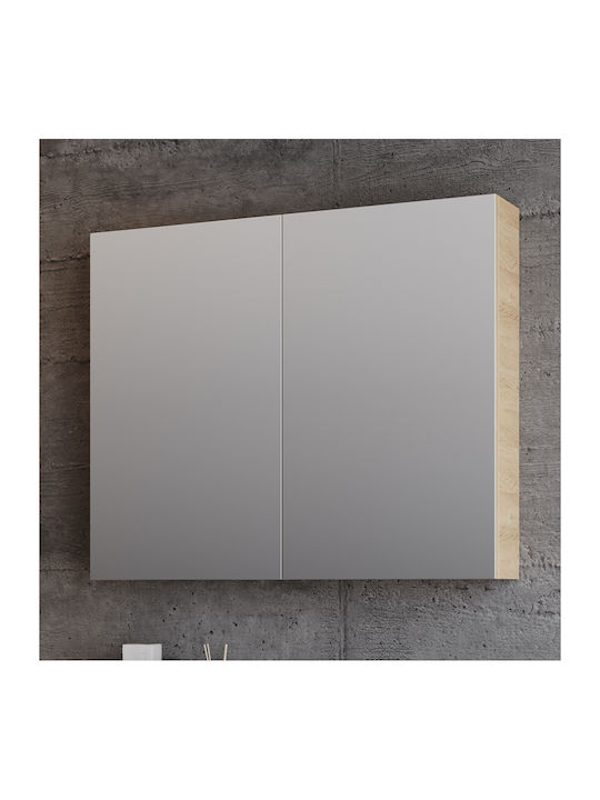 Martin Badezimmerspiegel aus MDF mit Regal 80x14cm Beige