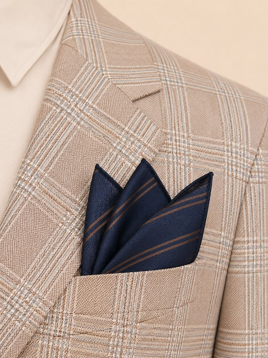 Men's Pocket Handkerchief Brown Navy