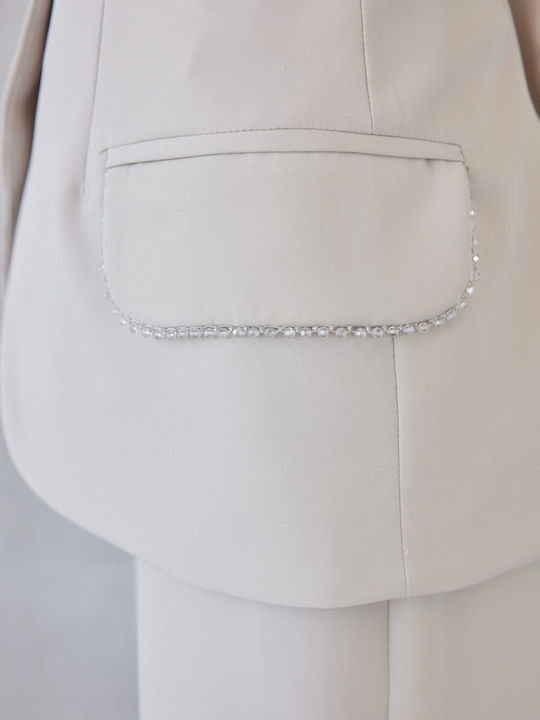 Damen Bluse Trägerlos Graugrün