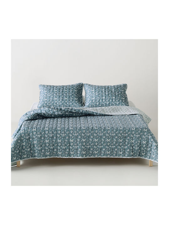 Kentia Evanthia Σετ Κουβερλί Μονό Microfiber Grey- White 160x220cm 2τμχ