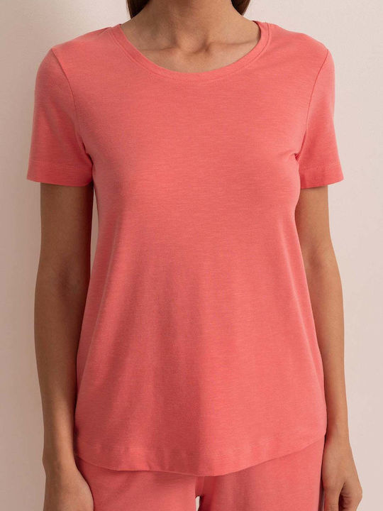 Bluza Damă Bumbac Mâneci Scurte Coral