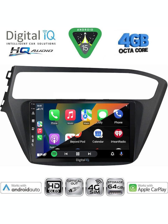 Digital IQ Car Audio System for Hyundai i20 2018-2021 (Bluetooth/USB/WiFi/GPS/Apple CarPlay/Android Auto) with 9" Touch Screen