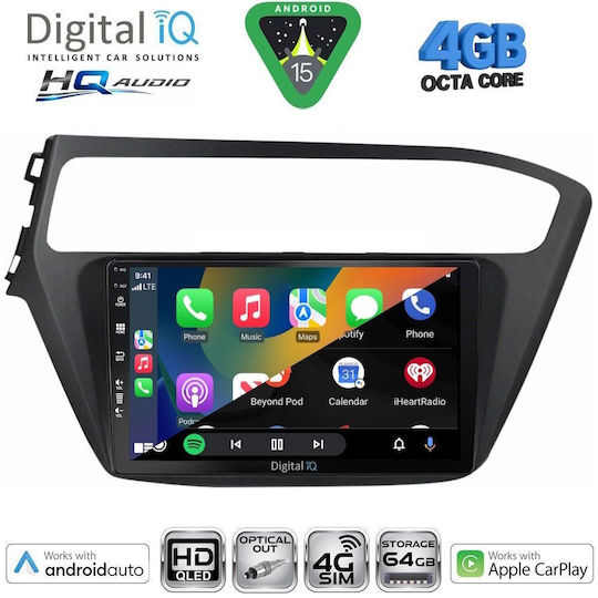 Digital IQ Ηχοσύστημα Αυτοκινήτου για Hyundai i20 2018-2021 (Bluetooth/USB/WiFi/GPS/Apple-Carplay/Android-Auto) με Οθόνη Αφής 9"