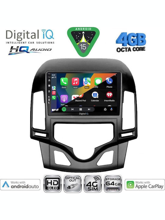 Digital IQ Auto-Audiosystem Für Hyundai i30 2007-2012 Mit A/C Bluetooth USB Eingebautes Wi-Fi GPS Apple CarPlay Android Auto Mit Touchscreen 9 Zoll