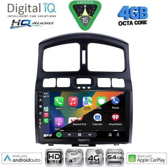 Digital IQ Ηχοσύστημα Αυτοκινήτου για Hyundai Santa Fe 2003-2006 (Bluetooth/USB/WiFi/GPS/Apple-Carplay/Android-Auto) με Οθόνη Αφής 9"