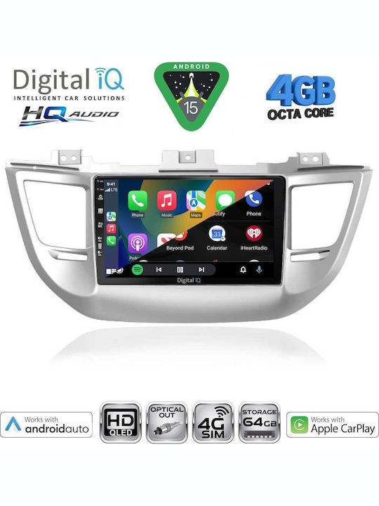Digital IQ Car Audio System for Hyundai Tucson 2015-2019 Bluetooth USB WiFi GPS Apple CarPlay Android Auto with 9" Touch Screen
