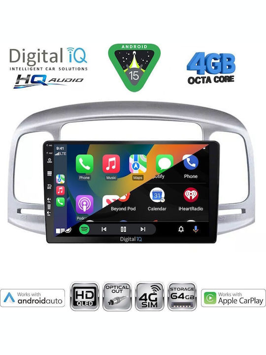 Digital IQ Car Audio System for Hyundai Accent 2005-2012 (Bluetooth/USB/WiFi/GPS/Apple CarPlay/Android Auto) with 9" Touch Screen