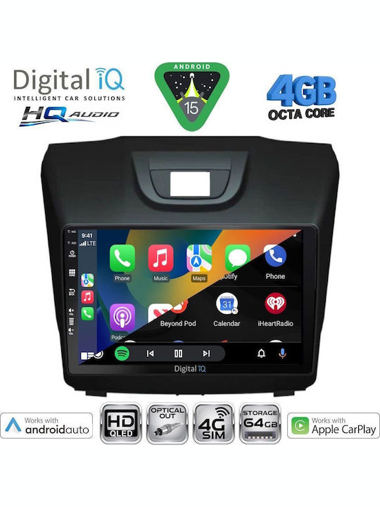 Digital IQ Car Audio System Isuzu D-Max 2012-2020 Bluetooth USB WiFi GPS Apple CarPlay Android Auto with 9" Touch Screen