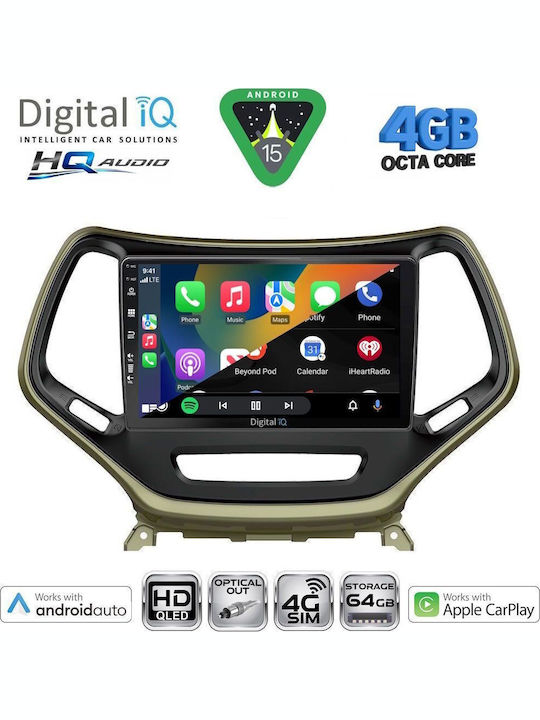 Digital IQ Car Audio System for Jeep Cherokee 2014 with Touch Screen 10 inches Digital IQ BXK 19273 CPAA Bluetooth USB Wi-Fi GPS Apple CarPlay Android Auto