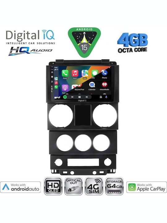 Digital IQ Car Audio System for Jeep Renegade 2014 with Touch Screen 9" Digital IQ BXK 19290 CPAA Bluetooth USB Wi-Fi GPS Apple CarPlay Android Auto