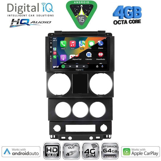 Digital IQ Car Audio System for Jeep Renegade 2014 with Touch Screen 9" Digital IQ BXK 19290 CPAA Bluetooth USB Wi-Fi GPS Apple CarPlay Android Auto
