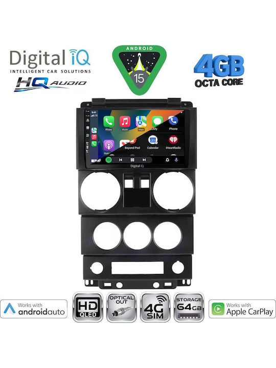 Digital IQ Car Audio System for Jeep Renegade 2014 with Touch Screen 9" Digital IQ BXK 19290 CPAA Bluetooth USB Wi-Fi GPS Apple CarPlay Android Auto