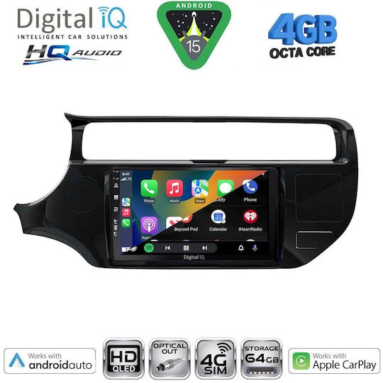 Digital IQ Ηχοσύστημα Αυτοκινήτου για Kia Rio 2015-2018 (Bluetooth/USB/WiFi/GPS/Apple-Carplay/Android-Auto) με Οθόνη Αφής 9"