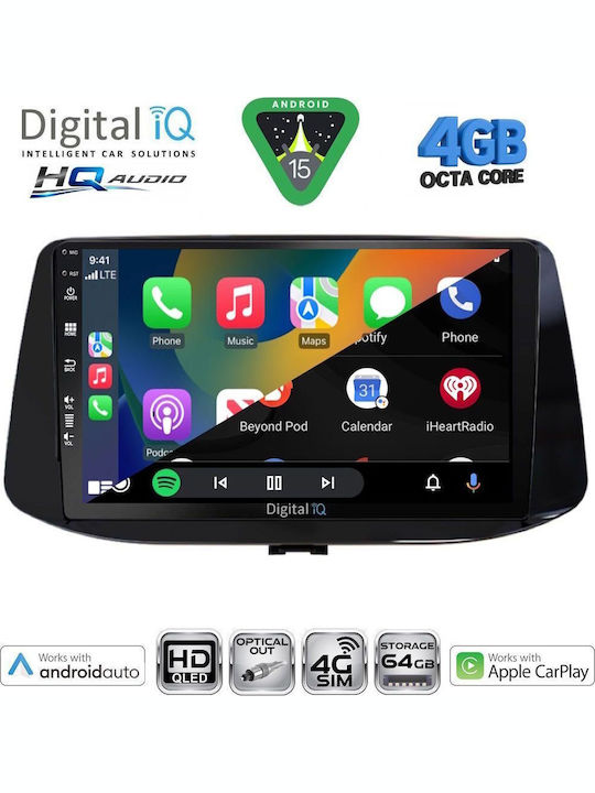 Digital IQ Car Audio System for Hyundai i30 2018 with Touch Screen 9" Digital IQ BXK 19233 CPAA Bluetooth USB Wi-Fi GPS Apple CarPlay Android Auto