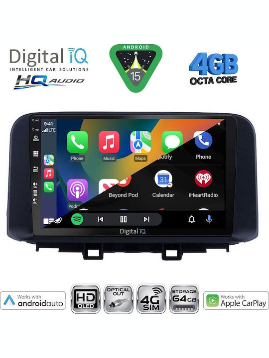 Digital IQ Car Audio System for Hyundai Kona 2017-2023 Bluetooth USB WiFi GPS Apple CarPlay Android Auto with 10" Touch Screen