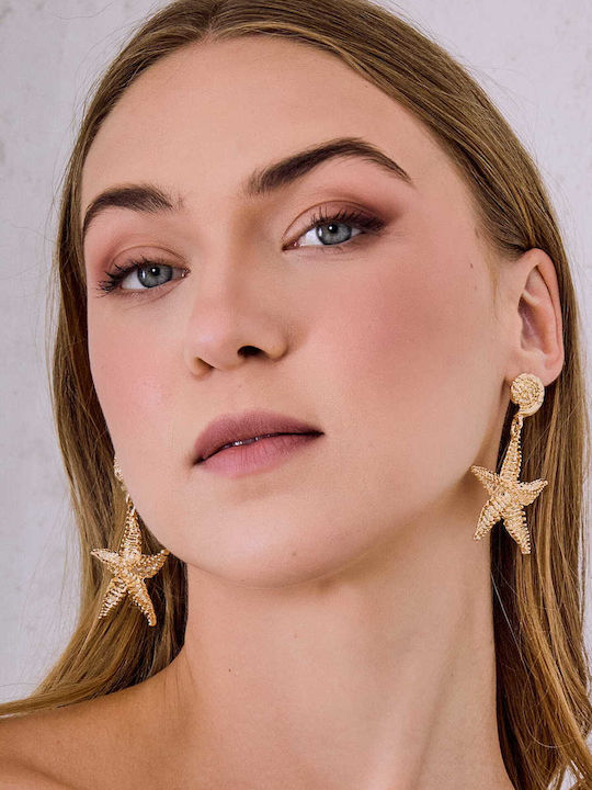 Celestino Women's Dangle Earrings Starfish Gold-colored